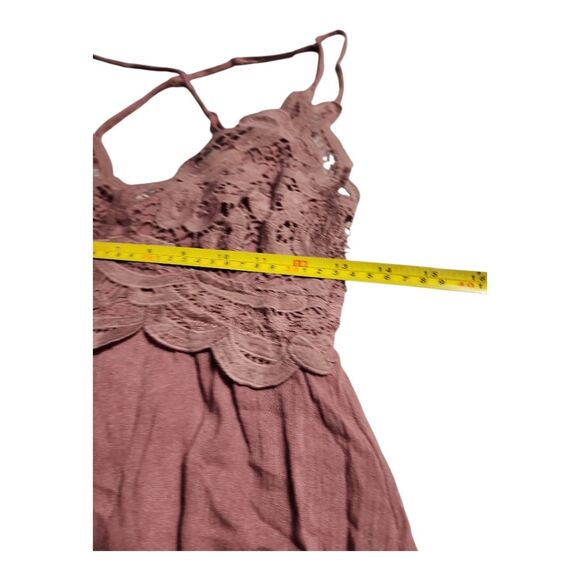 Listiele Babydoll Dress Sz Small Mauve Rose Lined Boho Flowy Layer Lace Fairy - Picture 4 of 8